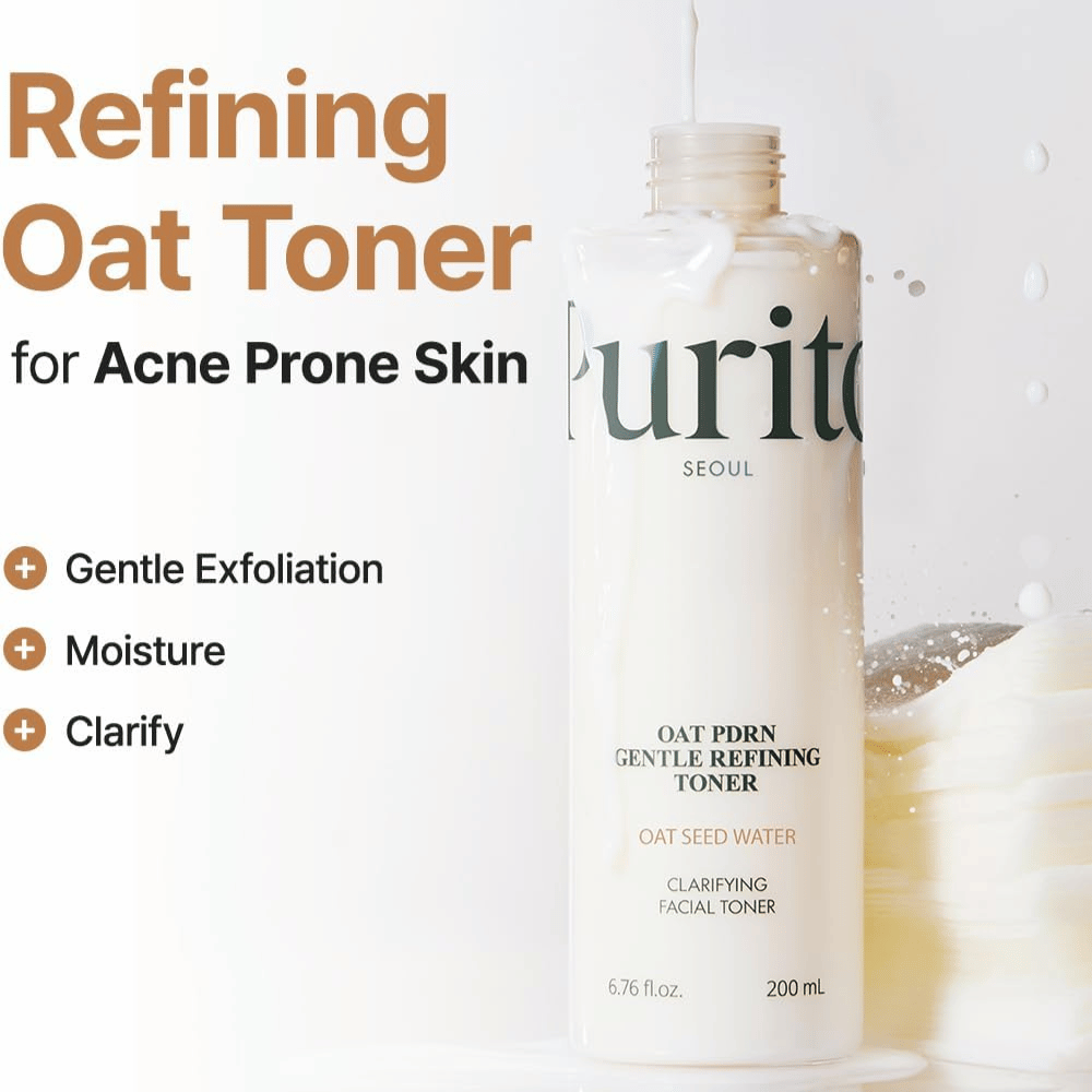 Purito Oat PDRN Gentle Refining Toner 200 ml – mildes exfolierendes gesichtswasser, das feuchtigkeitsspendend, klärend und ausgleichend für zu Akne neigende Haut ist