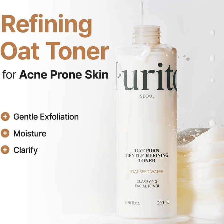 Purito Oat PDRN Gentle Refining Toner 200 ml – mildes exfolierendes gesichtswasser, das feuchtigkeitsspendend, klärend und ausgleichend für zu Akne neigende Haut ist