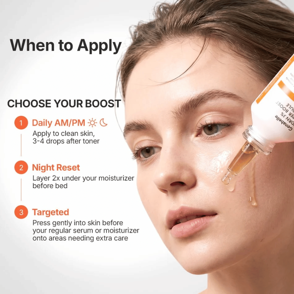 Genabelle PDRN 3% Hyper Boost Ampoule wird auf die Haut aufgetragen für intensive Barrierepflege