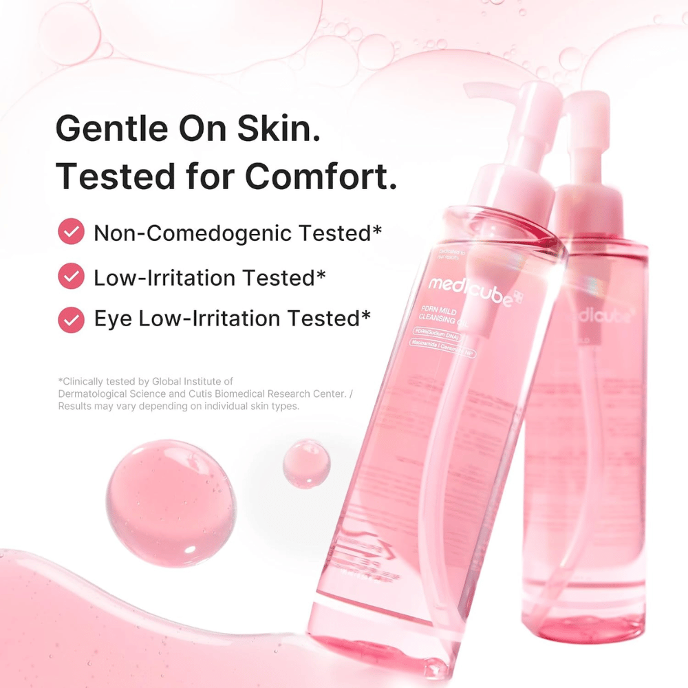 2. Medicube PDRN Mild Cleansing Oil – sanftes Reinigungsöl, getestet auf geringe Reizwirkung und nicht-komedogene Eigenschaften