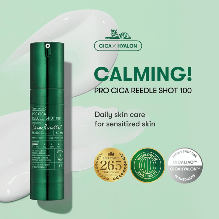 VT Cosmetics Pro Cica Reedle Shot 100 – beruhigendes tägliches Serum für empfindliche Haut mit CICA Hyalon-Technologie und feuchtigkeitsspendender Wirkung