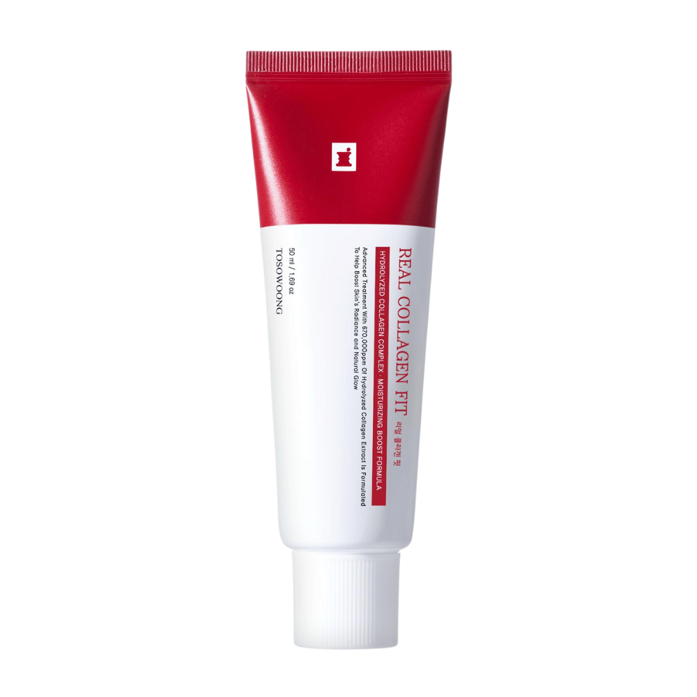 Tosowoong Real Collagen Fit ist eine effektive Feuchtigkeitscreme mit hydrolysiertem Kollagen, das die Hautelastizität stärkt und tiefenwirksam hydratisiert. Perfekt, um der Haut einen natürlichen Glanz zu verleihen und ihre Barriere zu schützen. Geeignet für alle Hauttypen zur täglichen Anwendung.