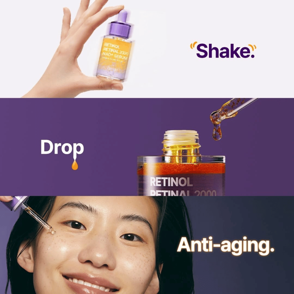 PURITO SEOUL Retinol Retinal 2000 NAD+ Serum – Anti-Aging-Serum mit Retinol und Retinal, das mit einer Pipette aufgetragen wird, für festere und ebenmäßigere Haut.