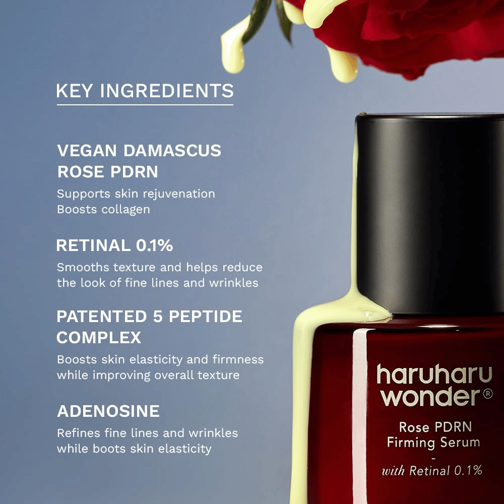 Haruharu Wonder Rose PDRN Firming Serum mit veganem Rose PDRN, 0,1 % Retinal, Peptiden und Adenosin