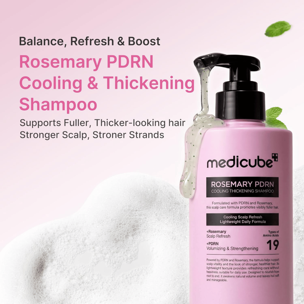 Medicube Rosemary PDRN Cooling Thickening Shampoo die die Kopfhaut kühlt und dickeres, stärkeres Haar verleiht