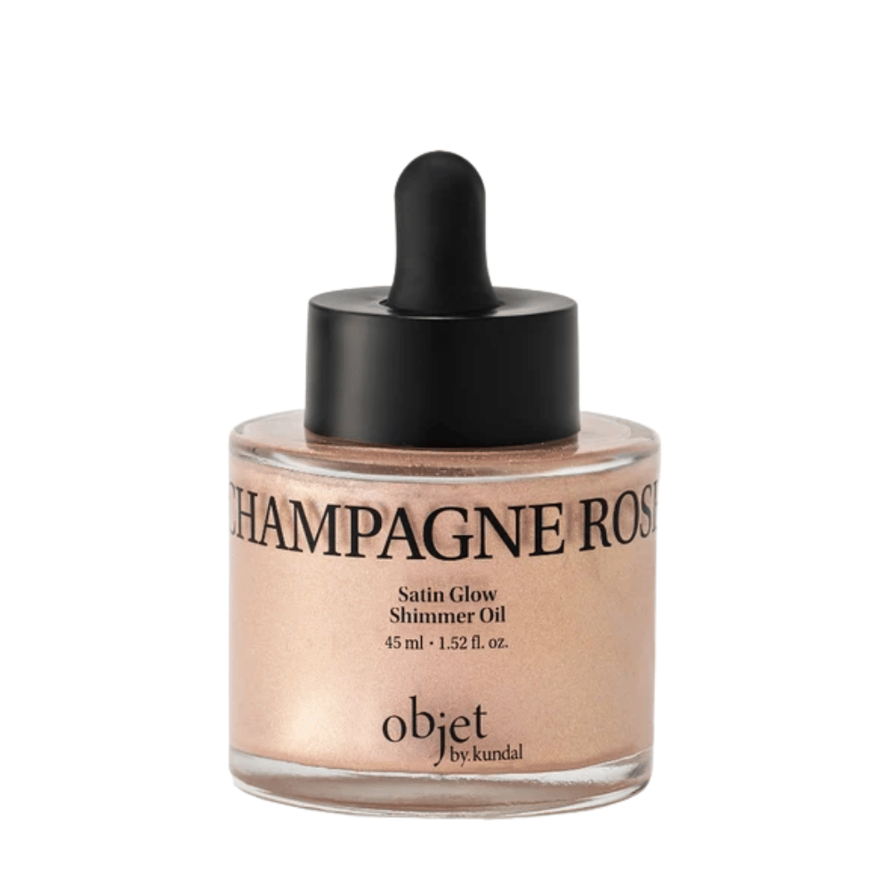 Objet by KUNDAL Satin Glow Shimmer Oil Champagne Rose 45 ml – leuchtkraftverleihendes Körperöl mit fein roségold schimmerndem Finish.