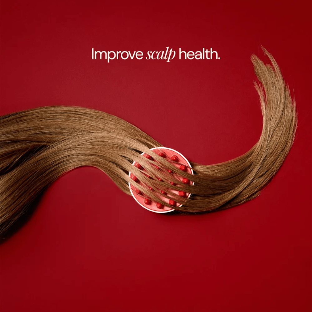 Scalp Massage Brush – rote und weiße Massagebürste mit Silikonnoppen für die Kopfhaut