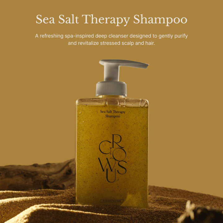GROWUS Sea Salt Therapy Shampoo – Tiefenreinigendes Shampoo für gestresste Kopfhaut und fettiges Haar