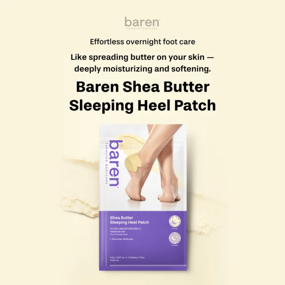BAREN Shea Butter Sleeping Heel Patch – feuchtigkeitsspendende Nachtbehandlung mit Sheabutter für trockene Fersen