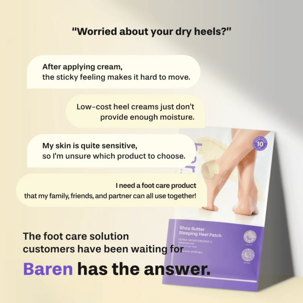 BAREN Shea Butter Sleeping Heel Patch – intensive Fußpflege für trockene und raue Fersen