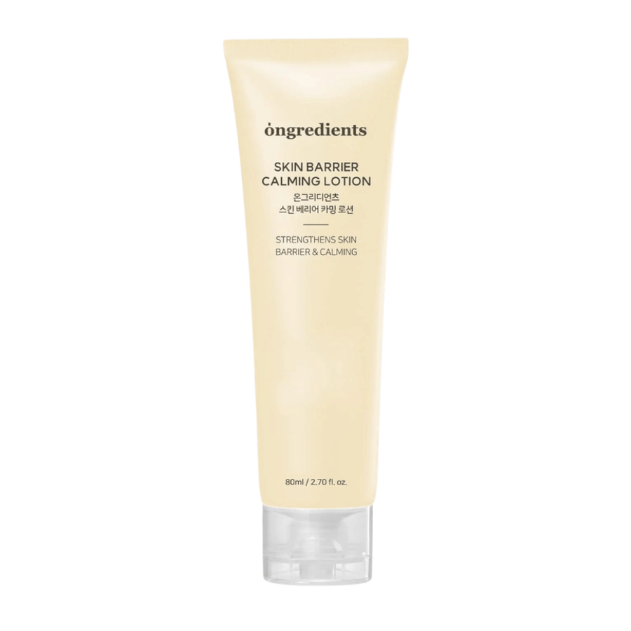 Ongredients Skin Barrier Calming Lotion 80 ml leichte Gesichtscreme, die den Schutz der Haut verbessert, Feuchtigkeit spendet und für weiche, ausgeglichene Haut sorgt.