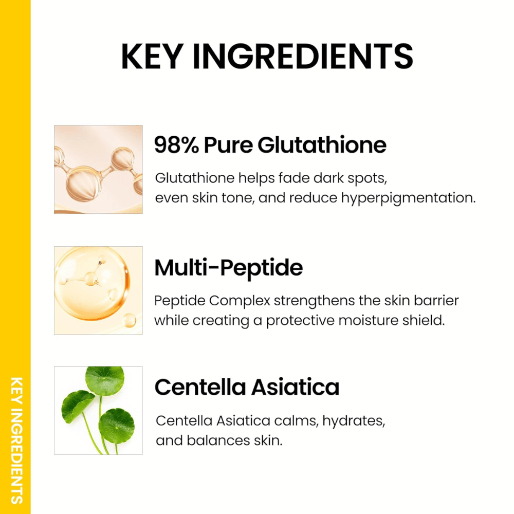 Ongredients Skin Barrier Glow Mist mit Glutathion, Multi-Peptiden und Centella Asiatica, die den Hautton ausgleichen, die Haut beruhigen und ihr Strahlkraft verleihen.