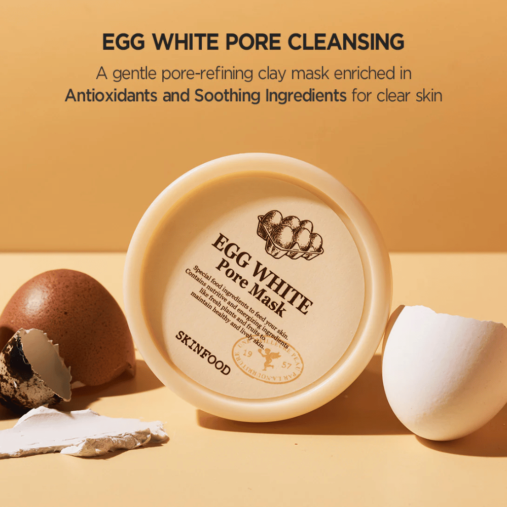 SKINFOODs Egg White Pore Mask 120g ist ideal für die Verbesserung der Haut.