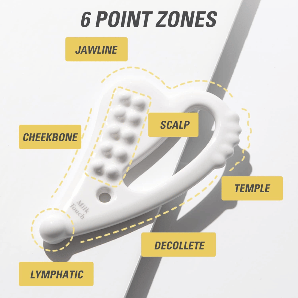 6-Punkt-Zonen Slim Face Ceramic Gua Sha für natürliche Konturen von Milk Touch.