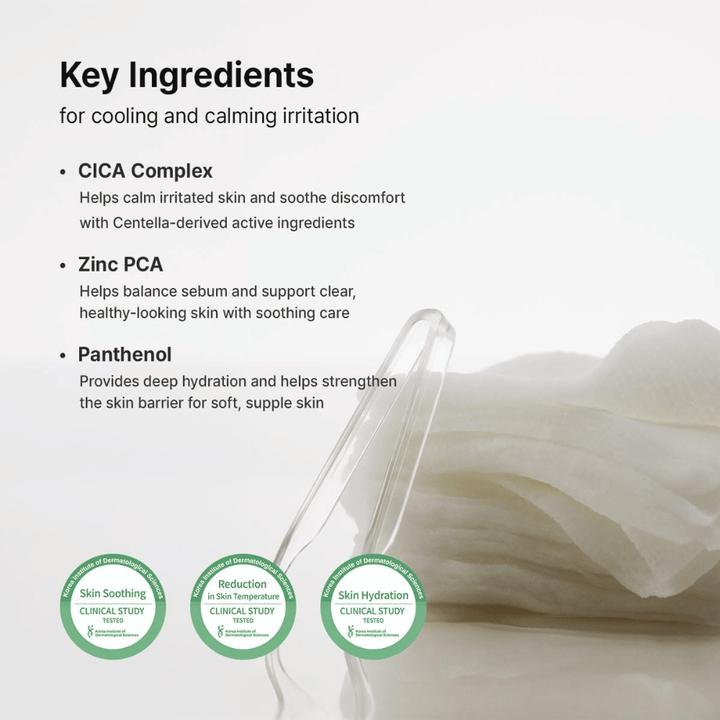 Bild – Inhaltsstoffe (EEAT + SEO)
Dr. Althea Stretchfit Calming Pad mit CICA Complex, Zinc PCA und Panthenol, die die Haut beruhigen, Talg ausgleichen und die Hautbarriere stärken.