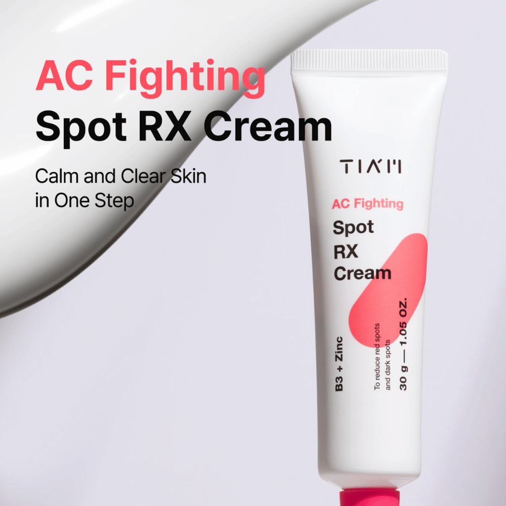 TIA'M AC Fighting Spot RX Cream – Beruhigende Creme, die in einem Schritt klarere Haut liefert, mit pflegenden Inhaltsstoffen wie B3 und Zink.