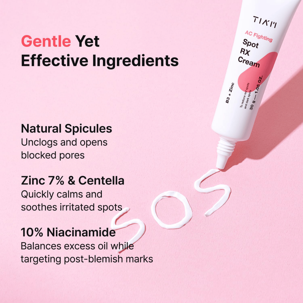 TIA'M AC Fighting Spot RX Cream mit Zink, Niacinamid und Centella – Beruhigt, balanciert Talg und reduziert rote Flecken.