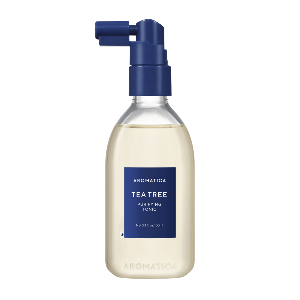 1. AROMATICA Tea Tree Purifying Tonic 100 ml – Produktbild eines Kopfhaut-Tonikums mit Sprühdüse