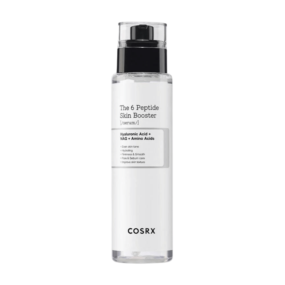 Flasche mit Hautpflegeserum "The 6 Peptide Skin Booster" mit Hyaluronsäure und Aminosäuren von COSRX.