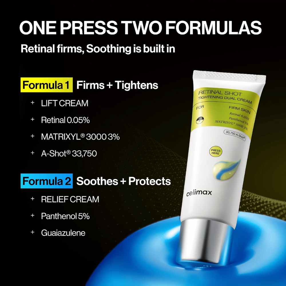 Celimax The Vita-A Retinal Shot Tightening Dual Cream – doppelte Formel für Straffung, Feuchtigkeitspflege und beruhigende Hautpflege