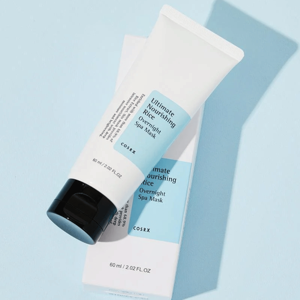 COSRX Ultimate Nourishing Rice Overnight Spa Mask mit Box 60 ml nährende Nachtmaske für einen gleichmäßigeren Hautton