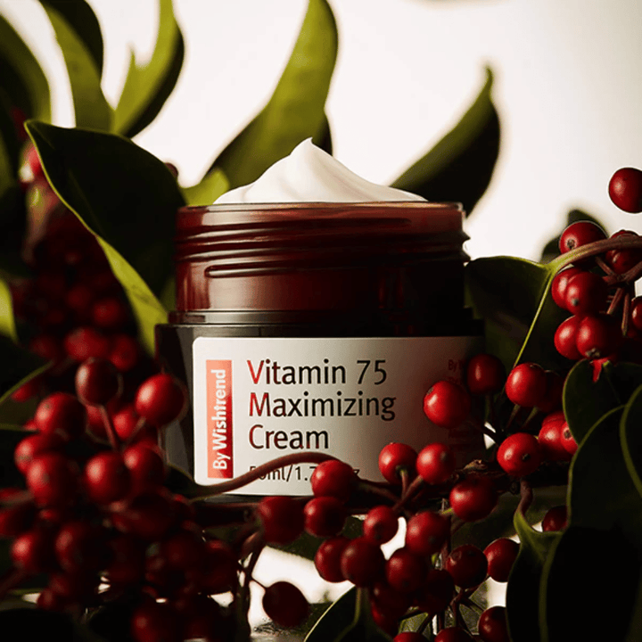 By Wishtrend Vitamin 75 Maximizing Cream mit Sanddornextrakt, reich an Vitaminen, das Glow verleiht, die Haut mit Feuchtigkeit versorgt und die Ausstrahlung der Haut verbessert.