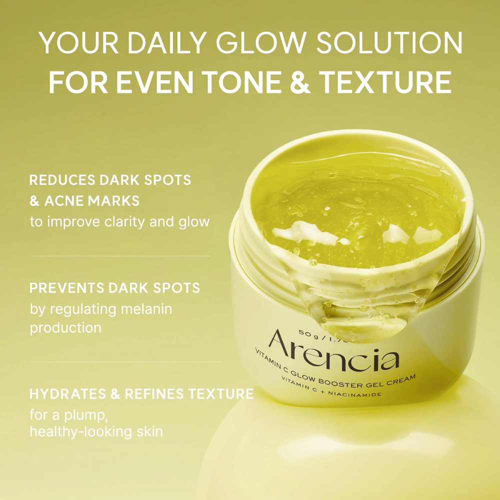 Arencia Vitamin C Glow Booster Gel Cream – Gelcreme gegen dunkle Flecken, Aknenarben und ungleichmäßigen Hautton