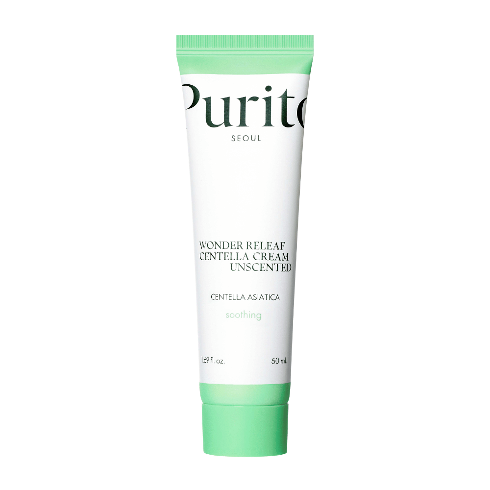 Purito Wonder Releaf Centella Cream Unscented ist eine feuchtigkeitsspendende und beruhigende Gesichtscreme mit Centella Asiatica-Extrakt. Die unparfümierte Formel stärkt die Hautbarriere und lindert Irritationen, was sie ideal für empfindliche Haut macht.