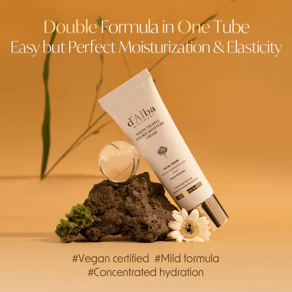 d'Alba White Truffle Double Moisture Cream ist eine vegan zertifizierte Feuchtigkeitscreme mit doppelter Formel, entwickelt, um optimale Feuchtigkeit und Elastizität zu bieten. Die milde Formel ist perfekt, um das natürliche Gleichgewicht der Haut zu bewahren und intensive, konzentrierte Feuchtigkeit zu spenden.