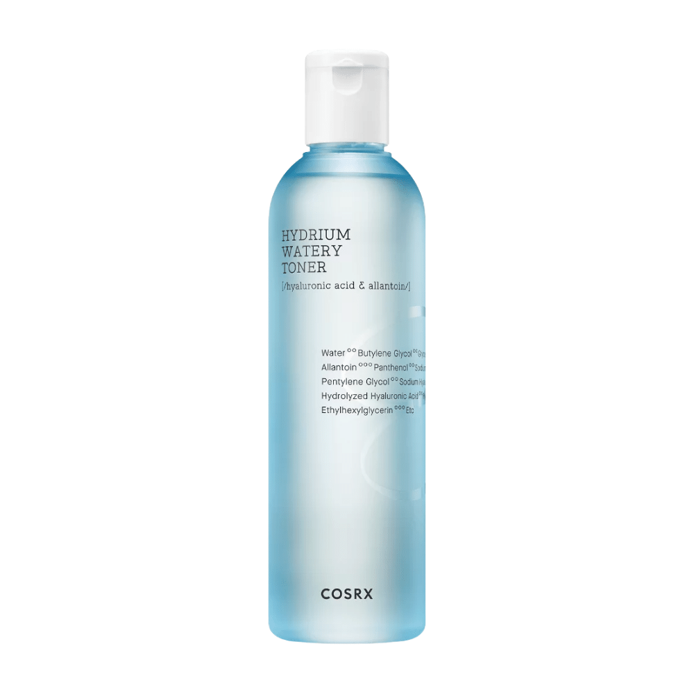 COSRX Hydrium Watery Toner 150ml mit Hyaluronsäure für feuchtigkeitsspendende Hautpflege.